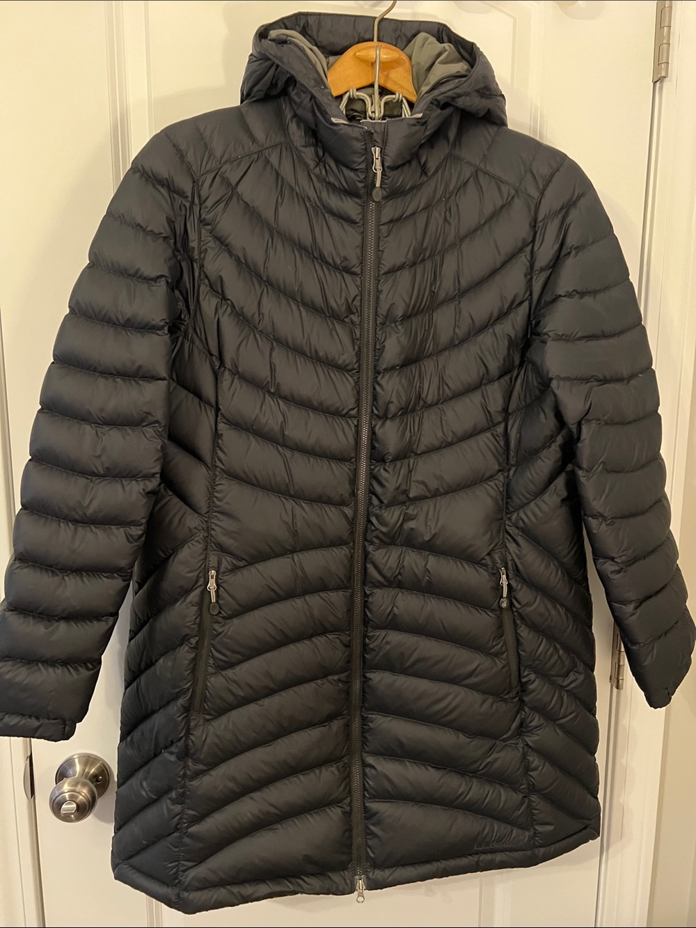 L.L. Bean Black Hooded Quilted Puffer Coat